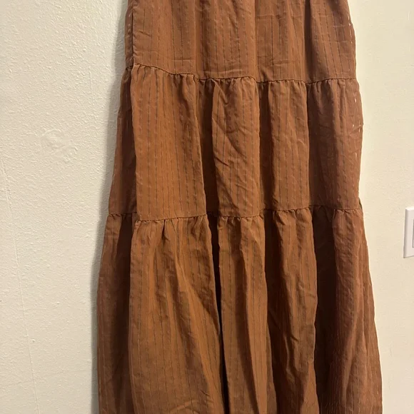 Line & Dot brown Maxi Skirt tiered and lined size M - Picture 4 of 6